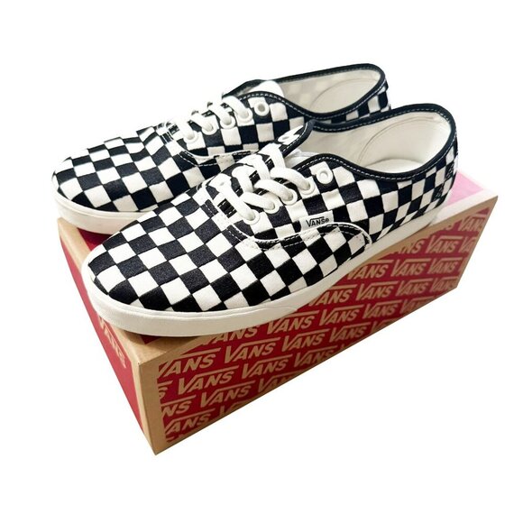 NEW Vans Authentic Lowpro Embroidered Check Black and White Checker Shoes - Picture 7 of 7